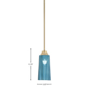 Toltec Stem 5in 1-Light Pendant | New Age Brass Steel and Blue Gradient Glass | Kitchen Island & Dining Room | 5.25 x 11.75 in | Model 33-NAB-295