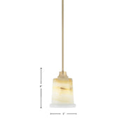 Toltec Stem 5in 1-Light Pendant | New Age Brass Steel and Natural Stone Glass | Kitchen Island & Dining Room | 5 x 8 in | Model 33-NAB-4128