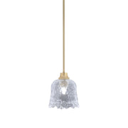 Toltec Stem 7in 1-Light Pendant | New Age Brass Steel and Clear Lava Glass | Kitchen Island & Dining Room | 7 x 8.75 in | Model 33-NAB-4230