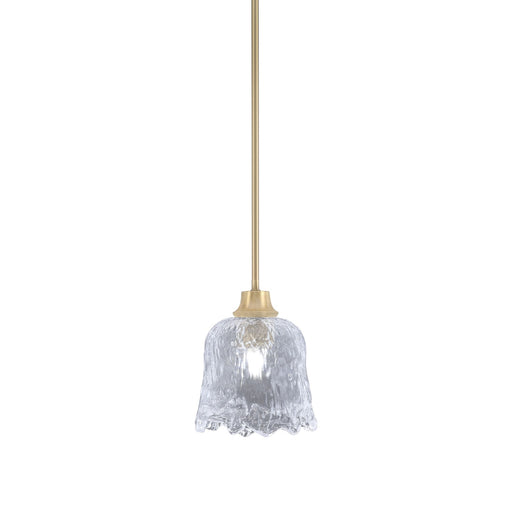 Toltec Stem 7in 1-Light Pendant | New Age Brass Steel and Clear Lava Glass | Kitchen Island & Dining Room | 7 x 8.75 in | Model 33-NAB-4230