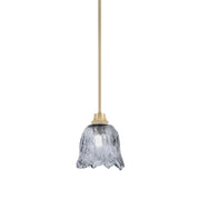 Toltec Stem 7in 1-Light Pendant | New Age Brass Steel and Smoke Lava Glass | Kitchen Island & Dining Room | 7 x 8.75 in | Model 33-NAB-4232