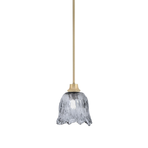 Toltec Stem 7in 1-Light Pendant | New Age Brass Steel and Smoke Lava Glass | Kitchen Island & Dining Room | 7 x 8.75 in | Model 33-NAB-4232