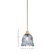 Toltec Stem 7in 1-Light Pendant | New Age Brass Steel and Smoke Lava Glass | Kitchen Island & Dining Room | 7 x 8.75 in | Model 33-NAB-4232