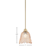 Toltec Stem 7in 1-Light Pendant | New Age Brass Steel and Amber Lava Glass | Kitchen Island & Dining Room | 7 x 8.75 in | Model 33-NAB-4233
