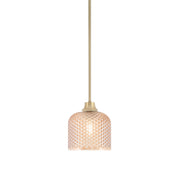 Toltec Stem 6in 1-Light Pendant | New Age Brass Steel and Amber Textured Glass | Kitchen Island & Dining Room | 6 x 7 in | Model 33-NAB-4613