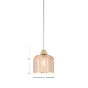 Toltec Stem 6in 1-Light Pendant | New Age Brass Steel and Amber Textured Glass | Kitchen Island & Dining Room | 6 x 7 in | Model 33-NAB-4613