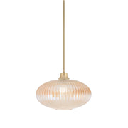 Toltec Stem 12in 1-Light Pendant | New Age Brass Steel and Amber Textured Glass | Kitchen Island & Dining Room | 12 x 9 in | Model 33-NAB-4653