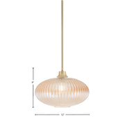 Toltec Stem 12in 1-Light Pendant | New Age Brass Steel and Amber Textured Glass | Kitchen Island & Dining Room | 12 x 9 in | Model 33-NAB-4653