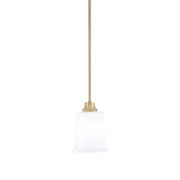 Toltec Stem 5.25in 1-Light Pendant | New Age Brass Steel and White Opal Glass | Kitchen Island & Dining Room | 5.25 x 7.75 in | Model 33-NAB-5031