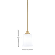 Toltec Stem 5.25in 1-Light Pendant | New Age Brass Steel and White Opal Glass | Kitchen Island & Dining Room | 5.25 x 7.75 in | Model 33-NAB-5031