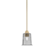 Toltec Stem 5.25in 1-Light Pendant | New Age Brass Steel and Smoke Bubble Glass | Kitchen Island & Dining Room | 5.25 x 7.75 in | Model 33-NAB-5032