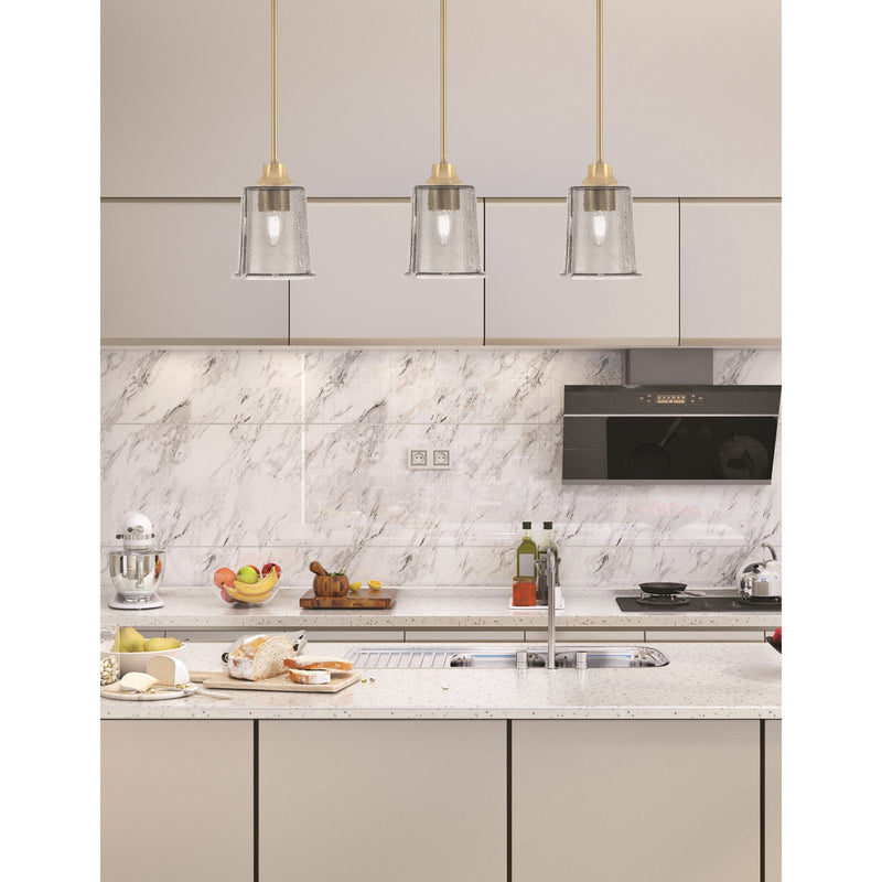 Toltec Stem 5.25in 1-Light Pendant | New Age Brass Steel and Smoke Bubble Glass | Kitchen Island & Dining Room | 5.25 x 7.75 in | Model 33-NAB-5032