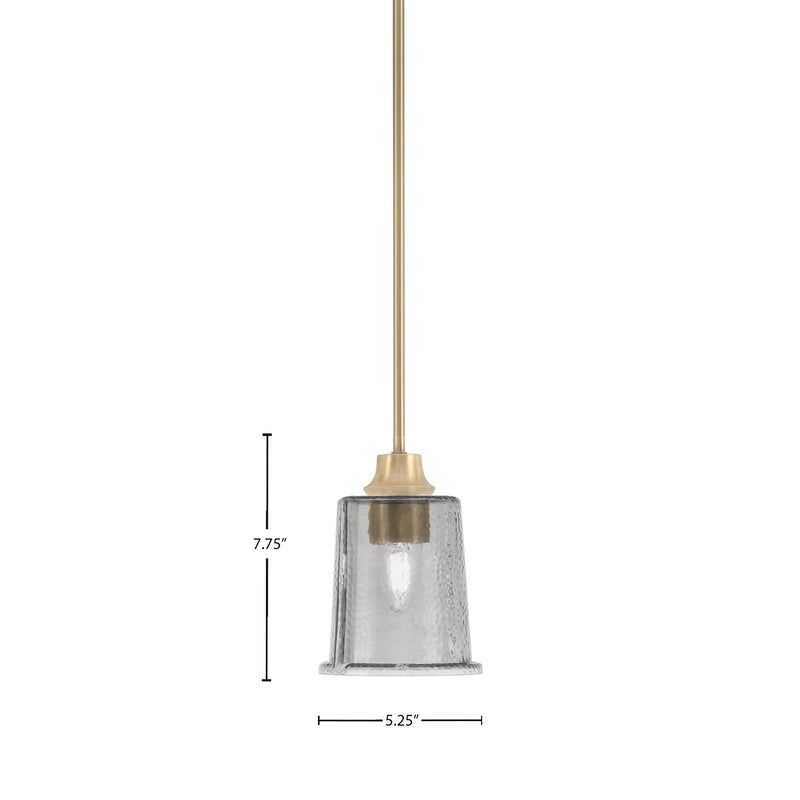 Toltec Stem 5.25in 1-Light Pendant | New Age Brass Steel and Smoke Bubble Glass | Kitchen Island & Dining Room | 5.25 x 7.75 in | Model 33-NAB-5032