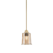 Toltec Stem 5.25in 1-Light Pendant | New Age Brass Steel and Amber Bubble Glass | Kitchen Island & Dining Room | 5.25 x 7.75 in | Model 33-NAB-5033