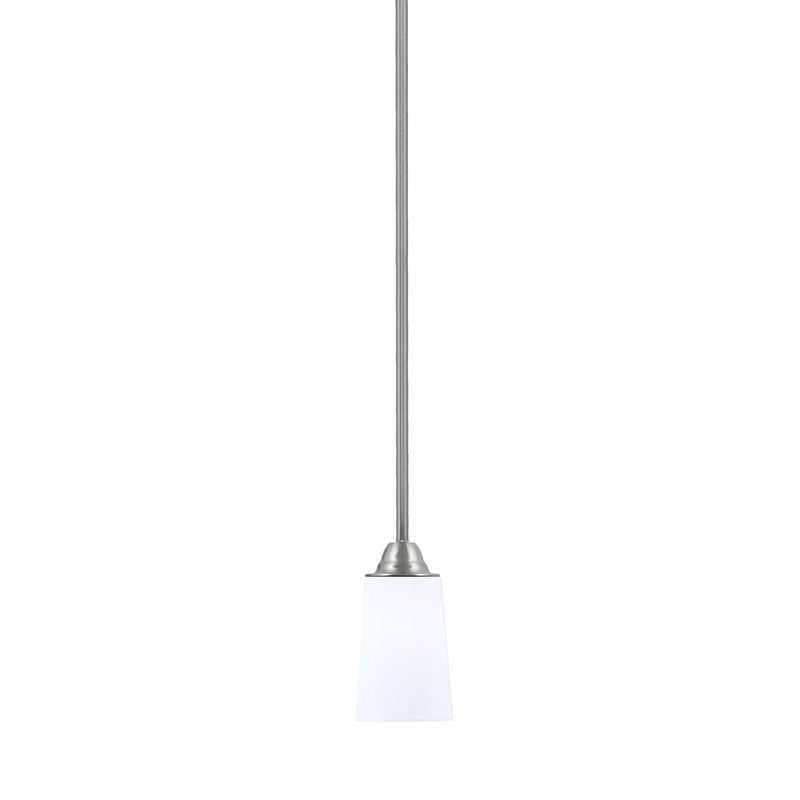 Toltec Paramount 4.5in 1-Light Mini Pendant | Transitional Brushed Nickel and White Opal Glass | Kitchen Island & Dining Room | Model 3401-BN-261