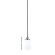 Toltec Paramount 4.5in 1-Light Mini Pendant | Transitional Brushed Nickel and White Opal Glass | Kitchen Island & Dining Room | Model 3401-BN-261