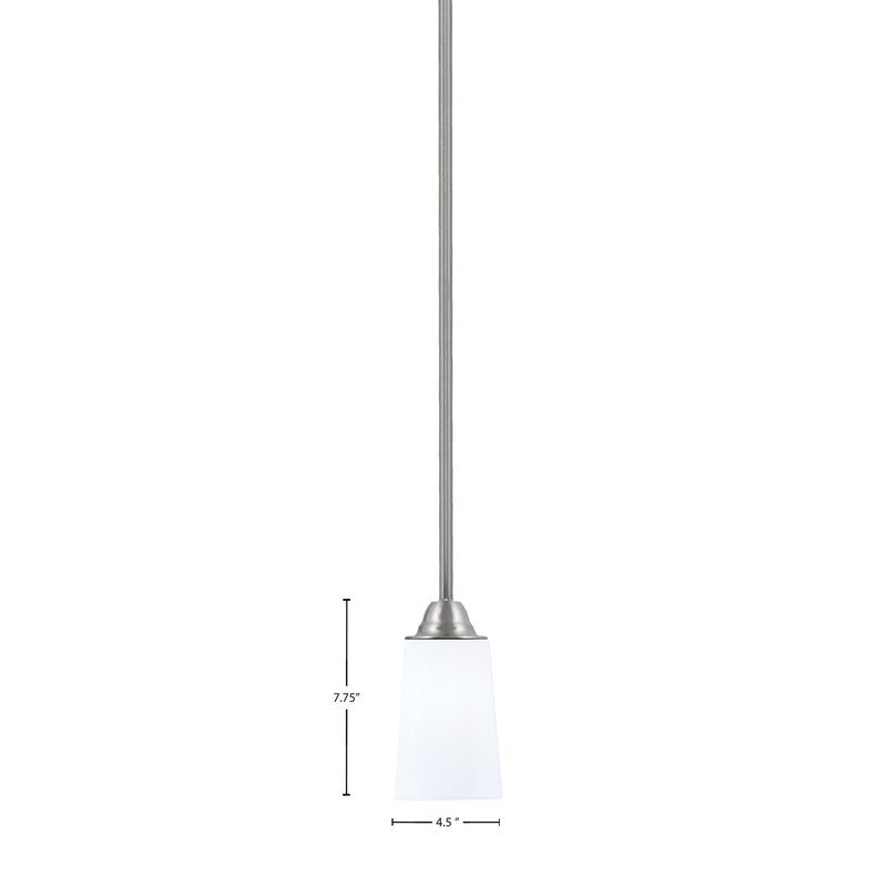 Toltec Paramount 4.5in 1-Light Mini Pendant | Transitional Brushed Nickel and White Opal Glass | Kitchen Island & Dining Room | Model 3401-BN-261