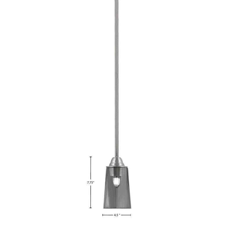 Toltec Paramount 4.5in 1-Light Mini Pendant | Modern Brushed Nickel and Smoke Bubble Glass | Kitchen Island & Dining Room | Model 3401-BN-262