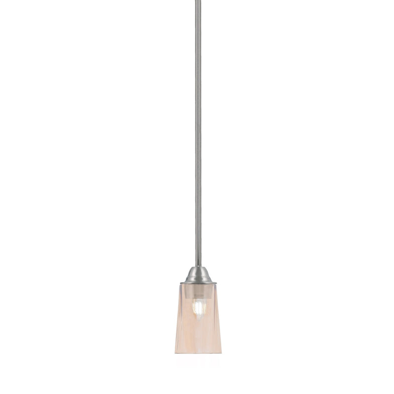 Toltec Paramount 4.5in 1-Light Mini Pendant | Transitional Brushed Nickel and Amber Gradient Glass | Kitchen Island & Dining Room | Model 3401-BN-263