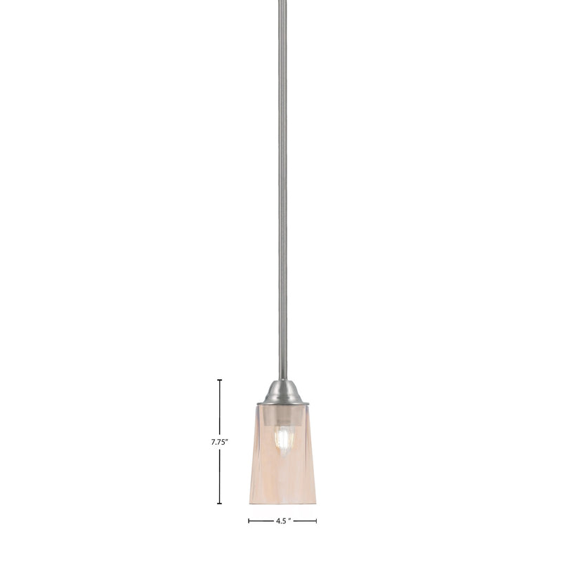 Toltec Paramount 4.5in 1-Light Mini Pendant | Transitional Brushed Nickel and Amber Gradient Glass | Kitchen Island & Dining Room | Model 3401-BN-263