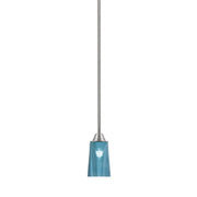 Toltec Paramount 4.5in 1-Light Mini Pendant | Modern Brushed Nickel and Blue Gradient Glass | Kitchen Island & Dining Room | Model 3401-BN-265