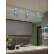 Toltec Paramount 4.5in 1-Light Mini Pendant | Modern Brushed Nickel and Blue Gradient Glass | Kitchen Island & Dining Room | Model 3401-BN-265