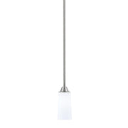 Toltec Paramount 5in 1-Light Mini Pendant | Modern Brushed Nickel and White Opal Glass | Kitchen Island & Dining Room | Model 3401-BN-291