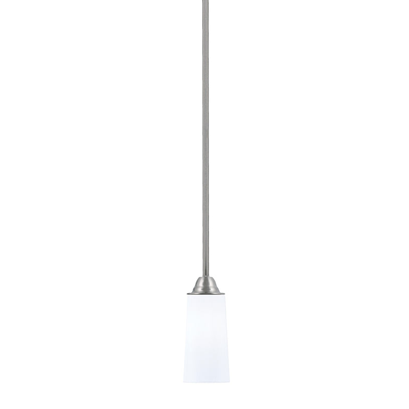 Toltec Paramount 5in 1-Light Mini Pendant | Modern Brushed Nickel and White Opal Glass | Kitchen Island & Dining Room | Model 3401-BN-291