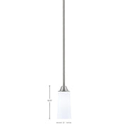 Toltec Paramount 5in 1-Light Mini Pendant | Modern Brushed Nickel and White Opal Glass | Kitchen Island & Dining Room | Model 3401-BN-291