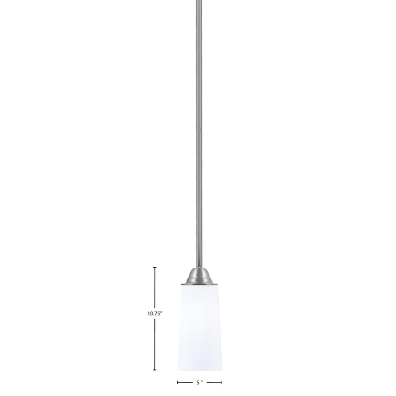 Toltec Paramount 5in 1-Light Mini Pendant | Modern Brushed Nickel and White Opal Glass | Kitchen Island & Dining Room | Model 3401-BN-291