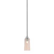 Toltec Paramount 5in 1-Light Mini Pendant | Modern Brushed Nickel and Amber Gradient Glass | Kitchen Island & Dining Room | Model 3401-BN-293