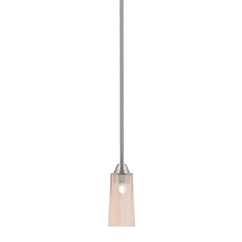 Toltec Paramount 5in 1-Light Mini Pendant | Modern Brushed Nickel and Amber Gradient Glass | Kitchen Island & Dining Room | Model 3401-BN-293