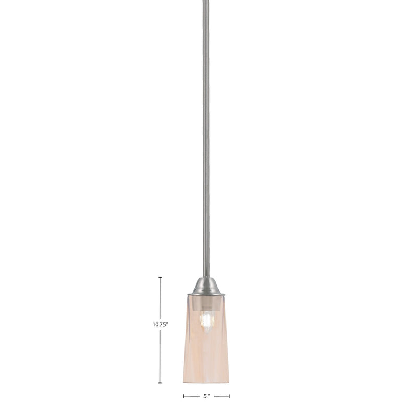 Toltec Paramount 5in 1-Light Mini Pendant | Modern Brushed Nickel and Amber Gradient Glass | Kitchen Island & Dining Room | Model 3401-BN-293