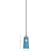 Toltec Paramount 5in 1-Light Mini Pendant | Contemporary Brushed Nickel and Blue Gradient Glass | Kitchen Island & Dining Room | Model 3401-BN-295