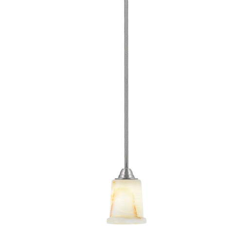 Toltec Paramount 5in 1-Light Mini Pendant | Brushed Nickel and Natural Stone Glass | Kitchen Island & Dining Room | 5 x 7 in | Model 3401-BN-4128