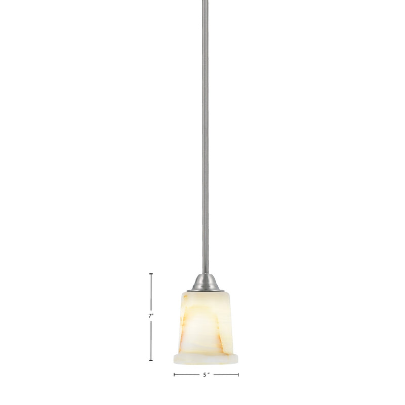 Toltec Paramount 5in 1-Light Mini Pendant | Brushed Nickel and Natural Stone Glass | Kitchen Island & Dining Room | 5 x 7 in | Model 3401-BN-4128