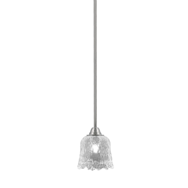 Toltec Paramount 7in 1-Light Mini Pendant | Brushed Nickel and Clear Lava Glass | Kitchen Island & Dining Room | 7 x 7.5 in | Model 3401-BN-4230