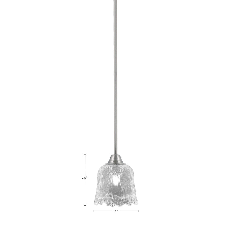 Toltec Paramount 7in 1-Light Mini Pendant | Brushed Nickel and Clear Lava Glass | Kitchen Island & Dining Room | 7 x 7.5 in | Model 3401-BN-4230