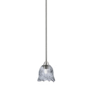 Toltec Paramount 7in 1-Light Mini Pendant | Brushed Nickel and Smoke Lava Glass | Kitchen Island & Dining Room | 7 x 7.5 in | Model 3401-BN-4232