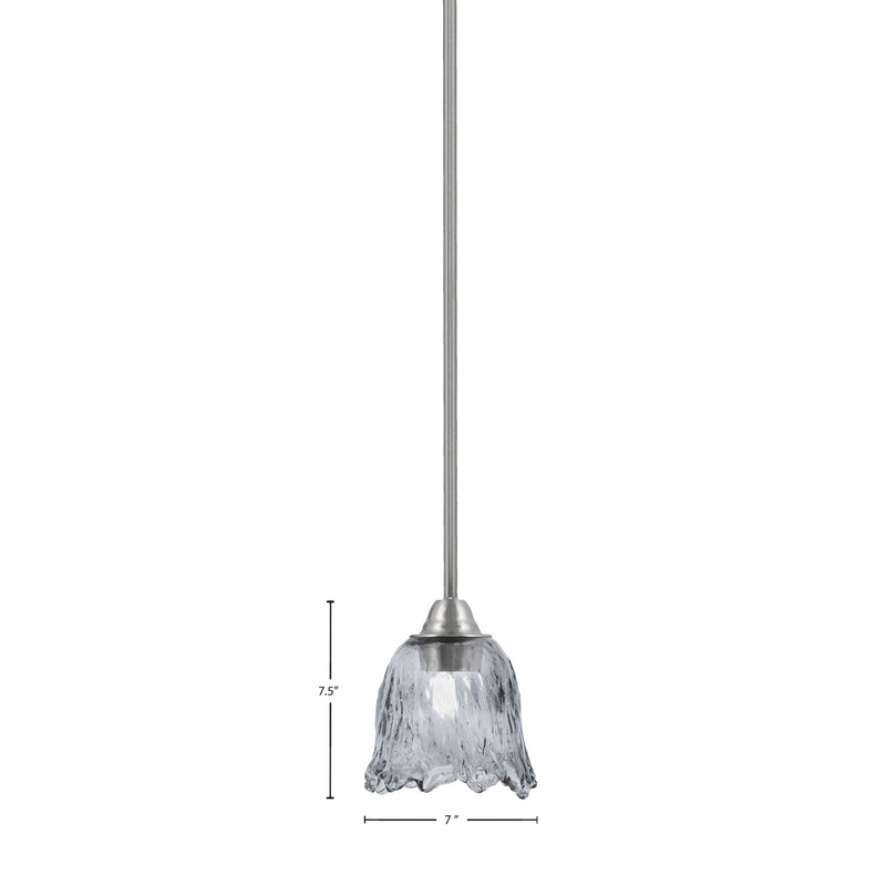 Toltec Paramount 7in 1-Light Mini Pendant | Brushed Nickel and Smoke Lava Glass | Kitchen Island & Dining Room | 7 x 7.5 in | Model 3401-BN-4232