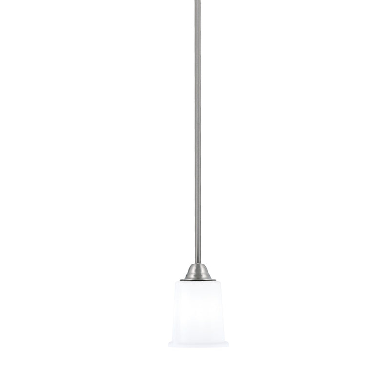 Toltec Paramount 5in 1-Light Mini Pendant | Contemporary Brushed Nickel and White Opal Glass | Kitchen Island & Dining Room | Model 3401-BN-5031