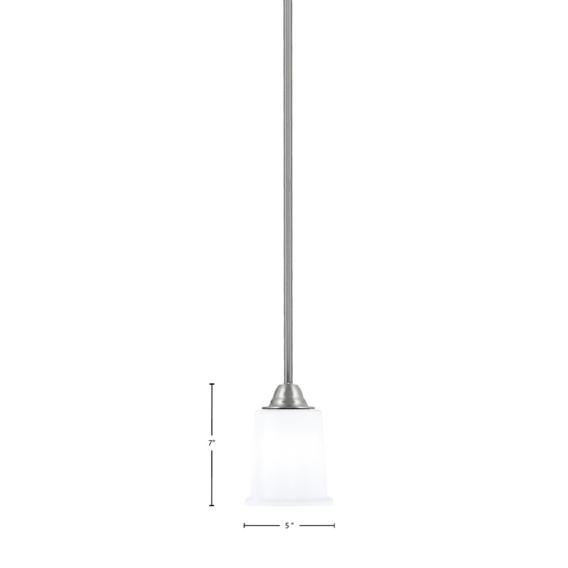 Toltec Paramount 5in 1-Light Mini Pendant | Contemporary Brushed Nickel and White Opal Glass | Kitchen Island & Dining Room | Model 3401-BN-5031