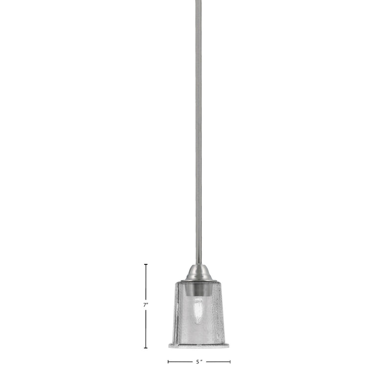 Toltec Paramount 5in 1-Light Mini Pendant | Contemporary Brushed Nickel and Smoke Bubble Glass | Kitchen Island & Dining Room | Model 3401-BN-5032