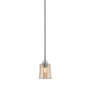 Toltec Paramount 5in 1-Light Mini Pendant | Contemporary Brushed Nickel and Amber Bubble Glass | Kitchen Island & Dining Room | Model 3401-BN-5033