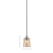 Toltec Paramount 5in 1-Light Mini Pendant | Contemporary Brushed Nickel and Amber Bubble Glass | Kitchen Island & Dining Room | Model 3401-BN-5033