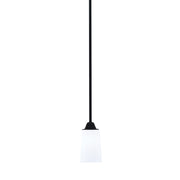 Toltec Paramount 5in 1-Light Mini Pendant | Modern Matte Black and White Opal Glass | Kitchen Island & Dining Room | Model 3401-MB-261