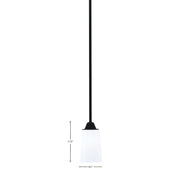 Toltec Paramount 5in 1-Light Mini Pendant | Modern Matte Black and White Opal Glass | Kitchen Island & Dining Room | Model 3401-MB-261
