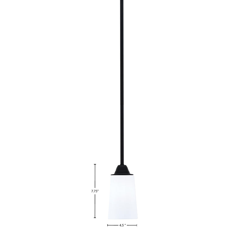 Toltec Paramount 5in 1-Light Mini Pendant | Modern Matte Black and White Opal Glass | Kitchen Island & Dining Room | Model 3401-MB-261