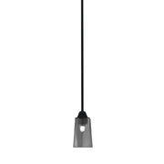 Toltec Paramount 5in 1-Light Mini Pendant | Modern Matte Black and Smoke Bubble Glass | Kitchen Island & Dining Room | Model 3401-MB-262