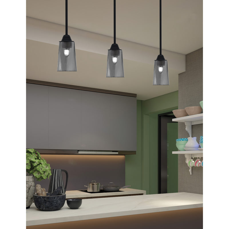 Toltec Paramount 5in 1-Light Mini Pendant | Modern Matte Black and Smoke Bubble Glass | Kitchen Island & Dining Room | Model 3401-MB-262